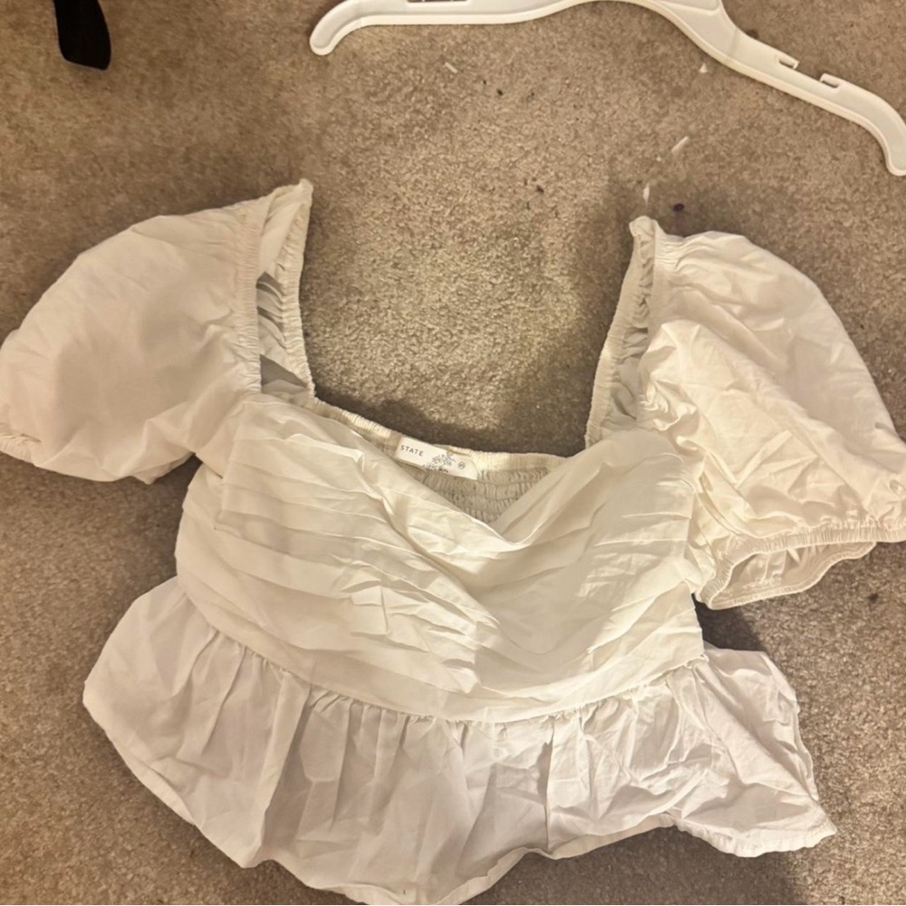 Altar'd State White Ruffled Crop Top
